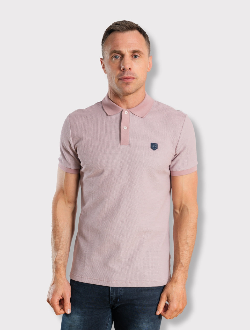 XV Kings - Frenchville Contrast Collar Polo Top - Dusty Pink
