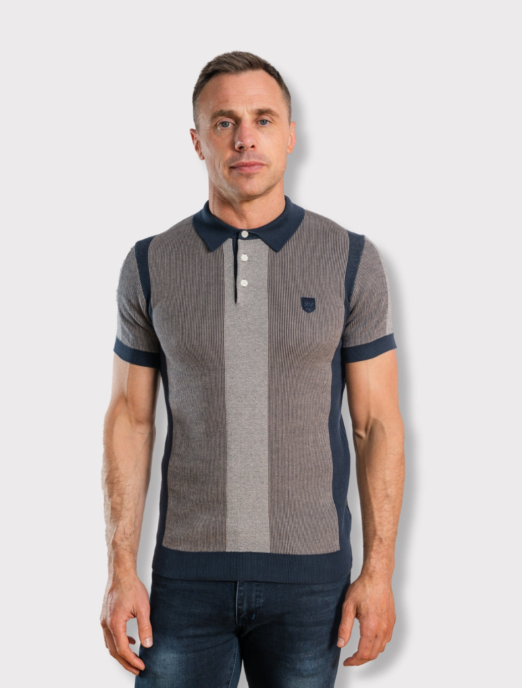 XV Kings - Sunnybanks Knit Polo Top - Navy Stripe