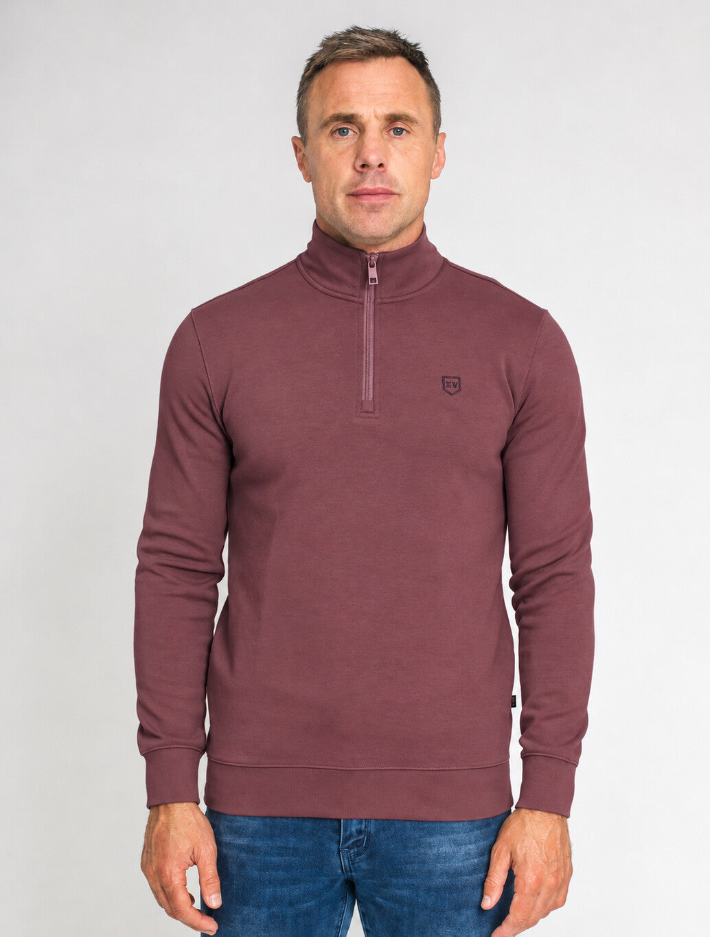 XV Kings Kilgrove Quarter Zip Sweatshirt in Plummed