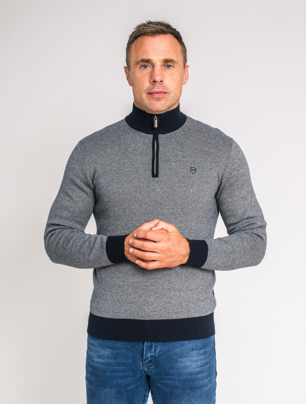 XV Kings Takapuna Quarter Zip Knit in Classic Ghost