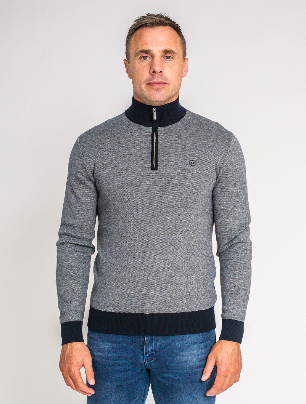 XV Kings Takapuna Quarter Zip Knit in Classic Ghost
