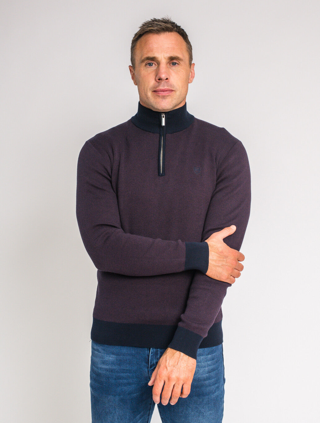 XV Kings Takapuna Quarter Zip Knit in Classic Plum