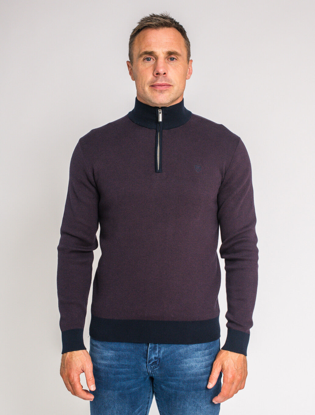 XV Kings Takapuna Quarter Zip Knit in Classic Plum