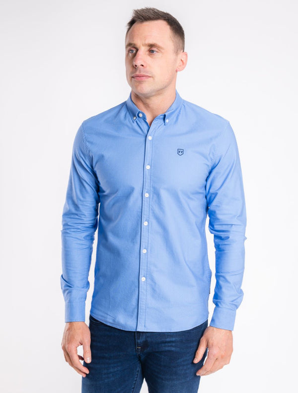 XV Kings – Tesoni Plain Fitted Shirt – Dark Blue