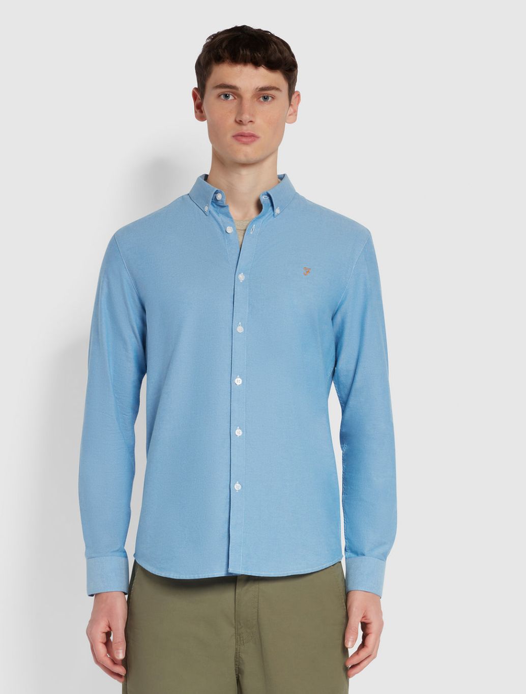 Farah - Brewer Slim Fit Organic Cotton Oxford Shirt - Blue