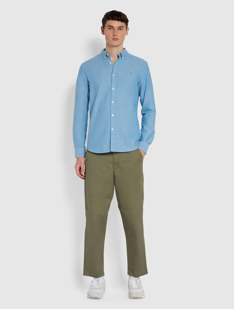 Farah - Brewer Slim Fit Organic Cotton Oxford Shirt - Blue