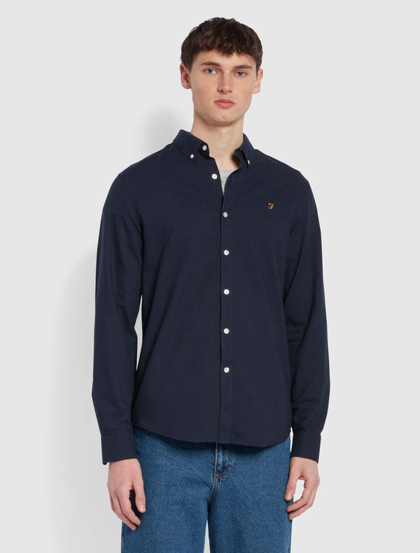 Farah - Brewer Slim Fit Organic Cotton Oxford Shirt - Navy