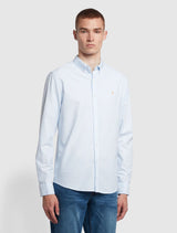 Farah - Brewer Slim Fit Striped Organic Cotton Oxford Shirt - Blue Stripe