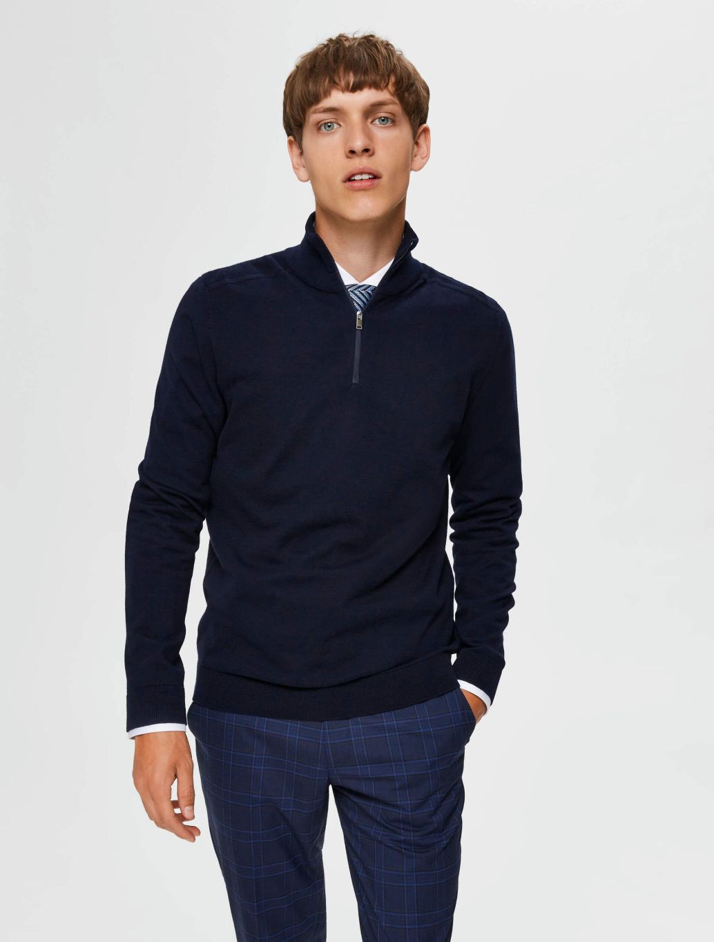 Selected Homme - Berg Zip Knit - Navy