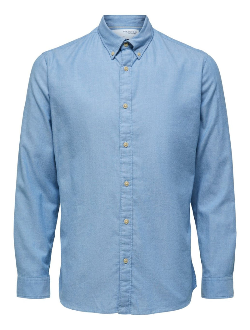 Selected - Slim Flannel Shirt - Light Blue