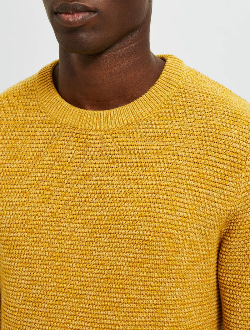 Selected Homme - Vince Bubble Crew Knit - Yellow