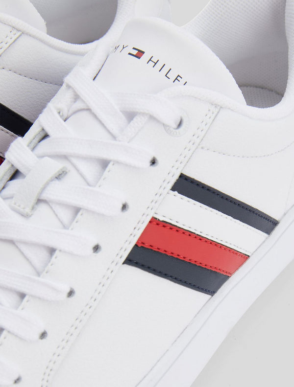 Tommy Hilfiger - Leather Stripe Trainers - White