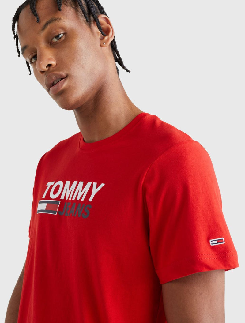 Tommy Jeans - Corp Logo T-Shirt - Red