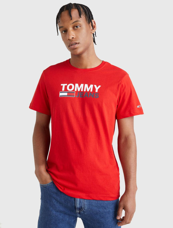 Tommy Jeans - Corp Logo T-Shirt - Red