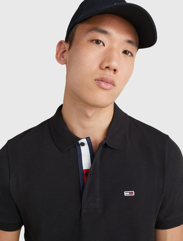 Tommy Jeans - Slim-Fit Placket Polo Top - Black