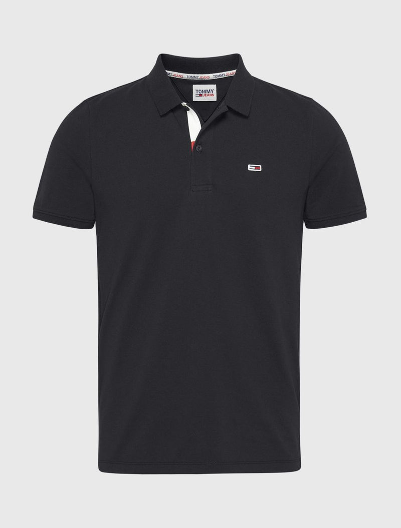 Tommy Jeans - Slim-Fit Placket Polo Top - Black