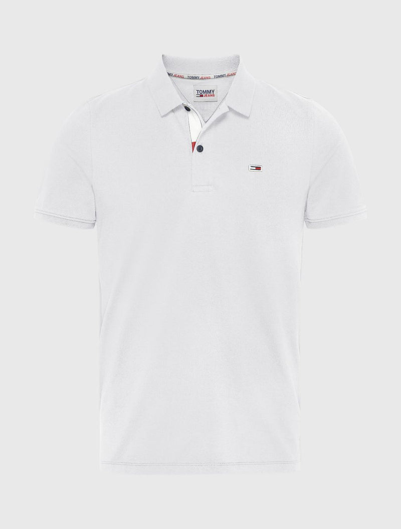 Tommy Jeans - Slim-Fit Placket Polo Top - White