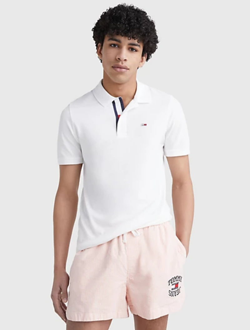 Tommy Jeans - Slim-Fit Placket Polo Top - White